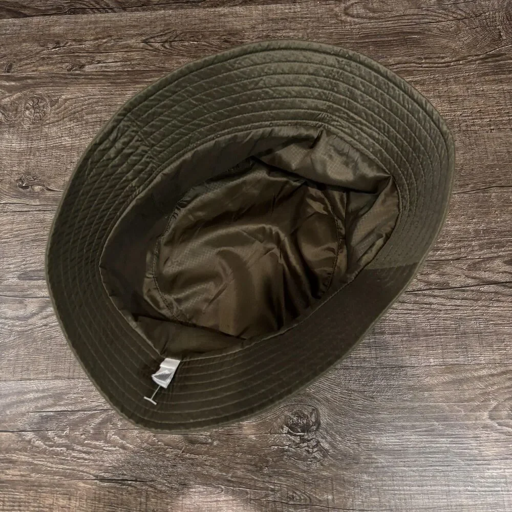 ANINE BING Bucket Hat Women's Large Green Nylon Lined Logo Lightweight